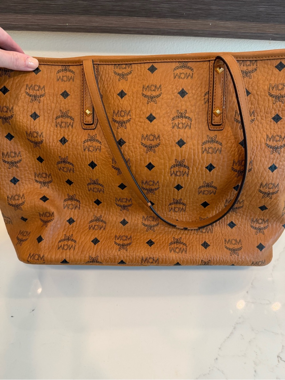 MCM Cognac Visetos Heritage Tote Bag - Picture 4 of 12